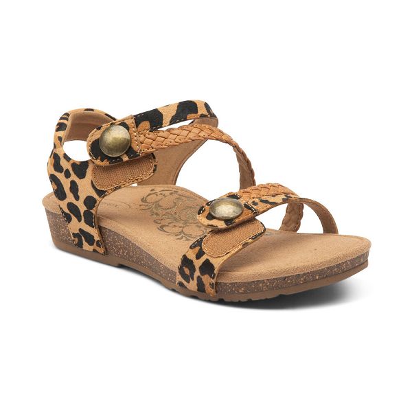 Aetrex Women's Jillian Fully Adjustable Straps Sandals - Leopard | USA 3VN2TIS